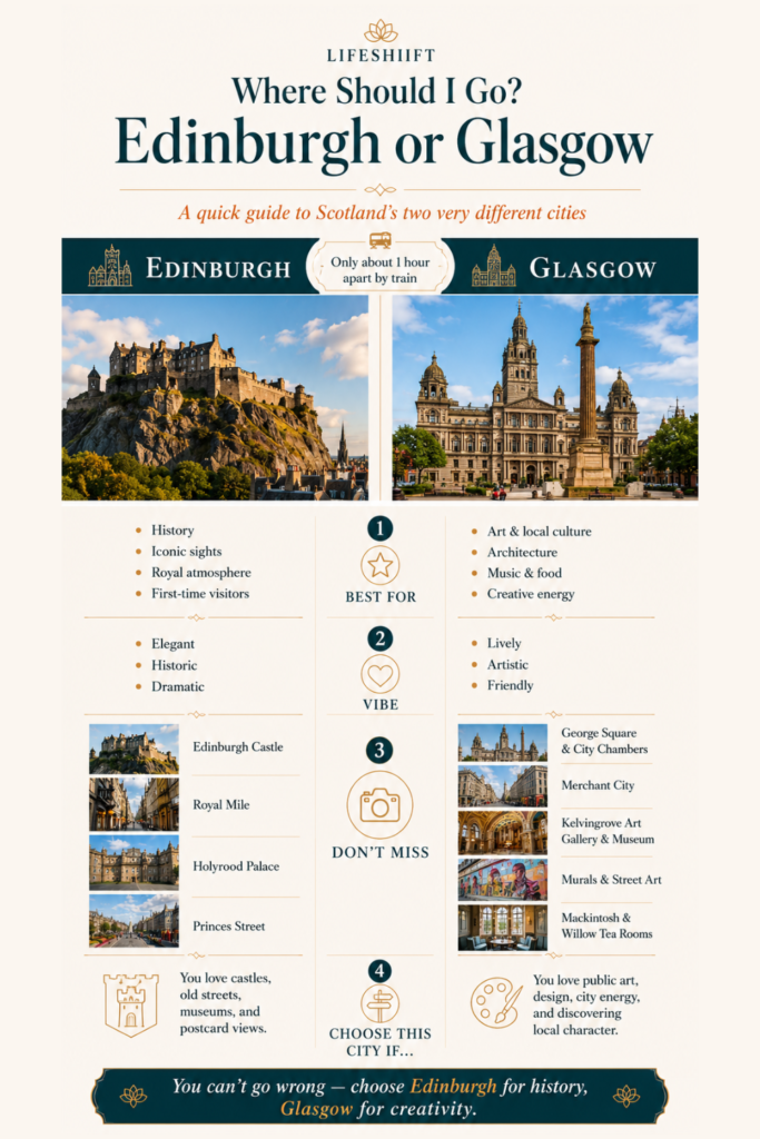 Over 50, solo travel guide to Edinburgh and Glasgow